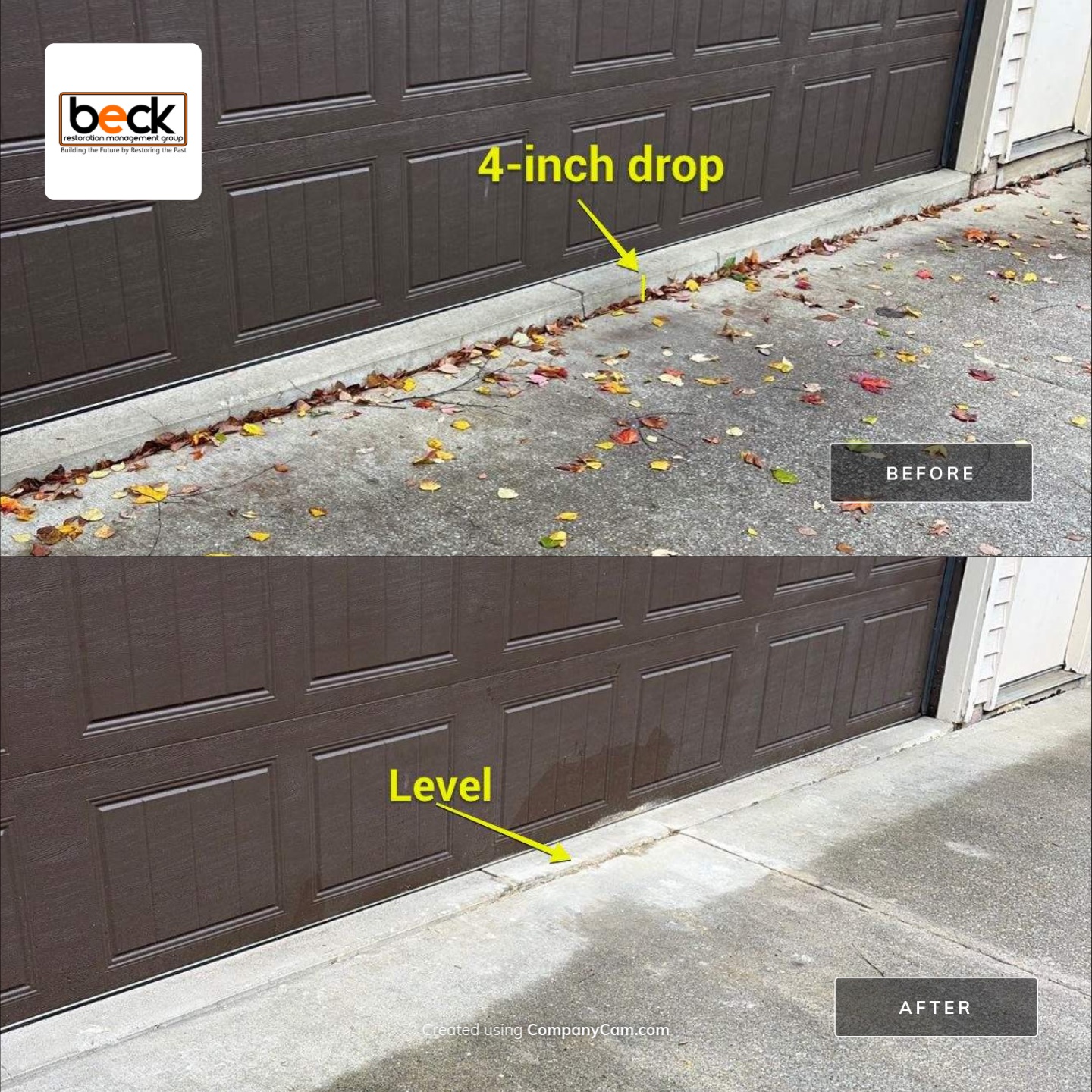 Before and After home driveway conrete leveling