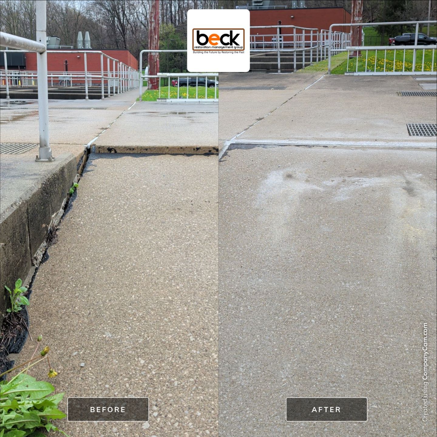 Concrete ramp that sunk and was raised up